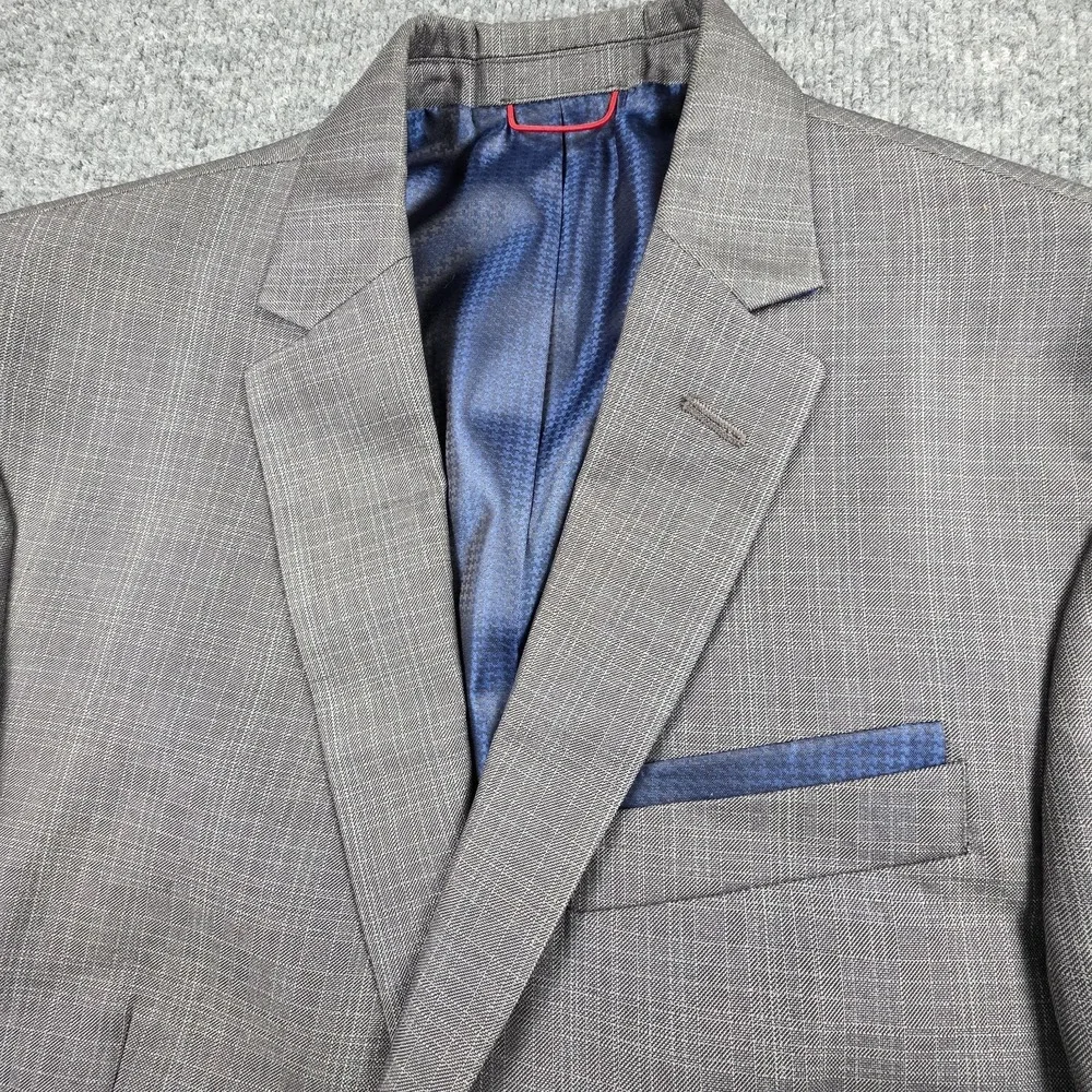 Billy London Sport Coat Blazer Men's 38 S‎ Gray Blue Lining Suit Jacket 2 Button